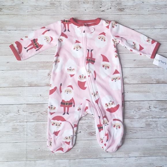 Carters Pink Santa Clause Sleeper - Picture 1 of 2